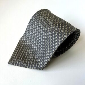 Farentino Ferre Italy Silk Tie Gray Olive Green Geometric Designer Neck Tie
